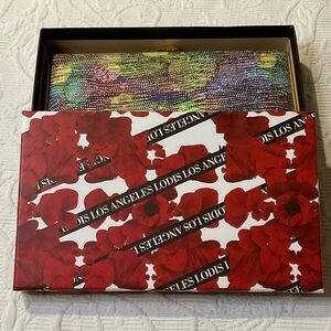 Lodis Multicolored RFID Wallet/Clutch. Gold trim